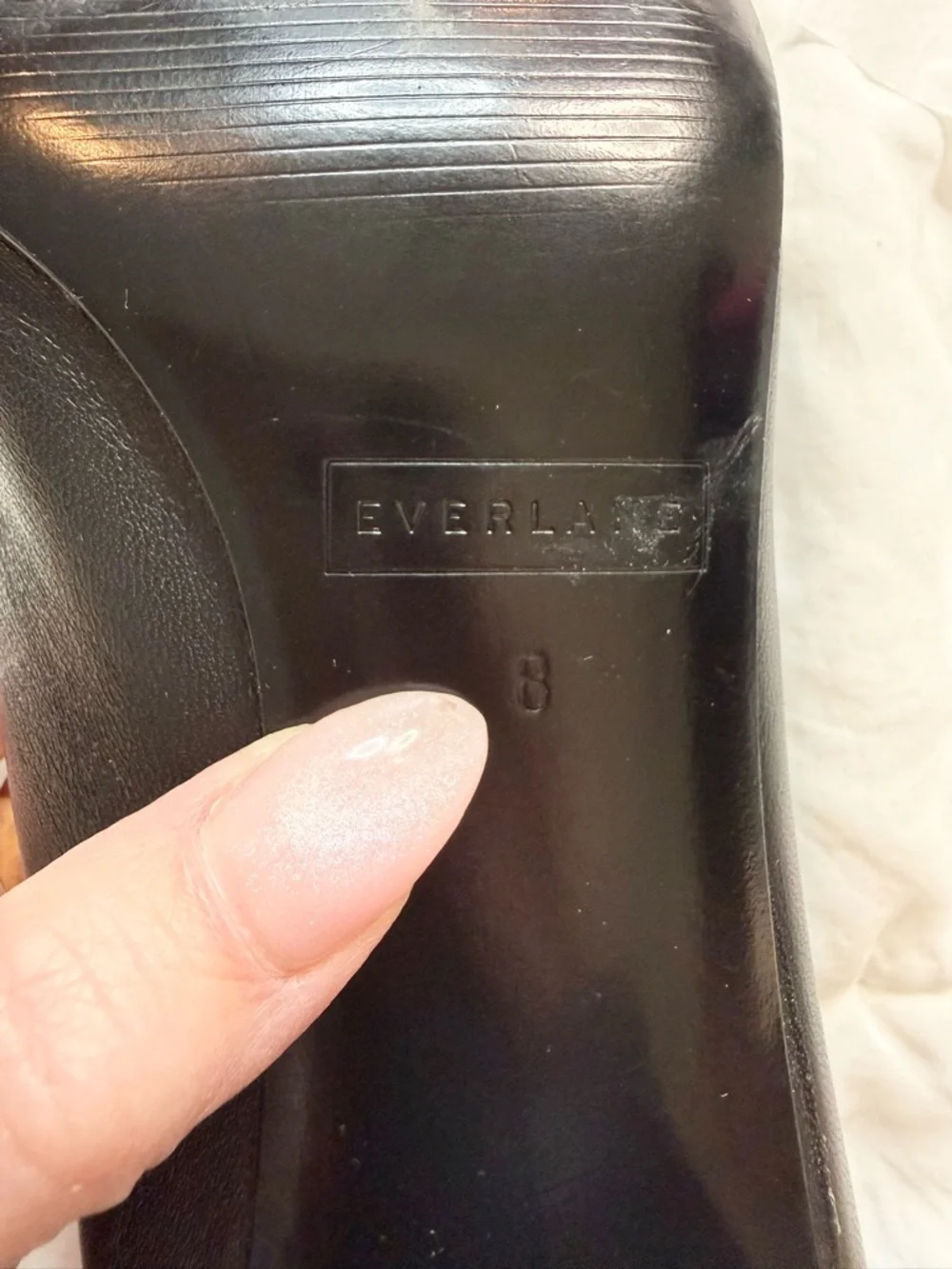 Everlane The Day Heel Black Leather Shoes Size 8 Minimal Classic NWOB Chic